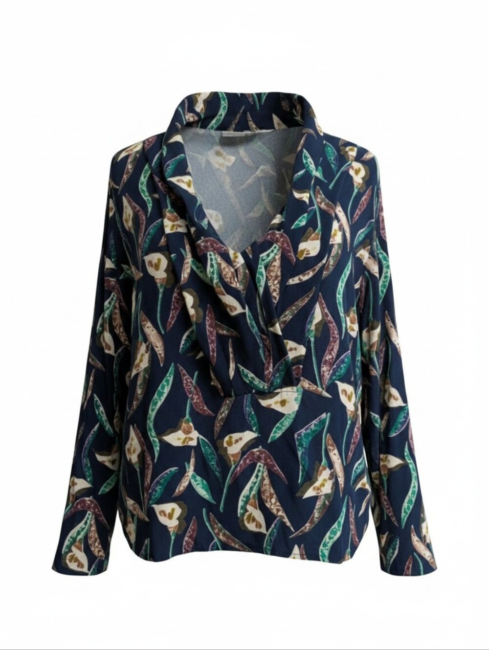 London Fog Collectables Navy Floral Printed Vneck Blouse